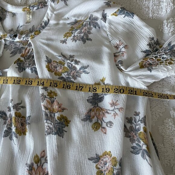 Free People Dress XS Mini Floral Gardenia Swing Tunic Boho Flowy Cottagecore - Picture 9 of 12